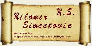 Milomir Simčetović vizit kartica